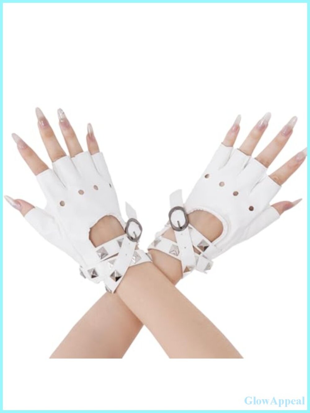Women's Punk Rivet Half Finger PU Leather Gloves for Cosplay Performance